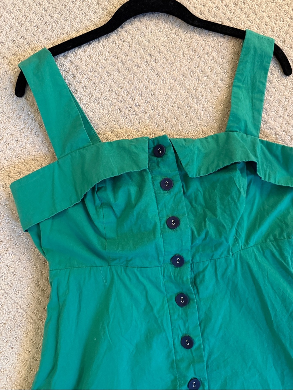 Avara Green and Navy Button-Front Midi Swing Dress Small - Picture 3 of 8